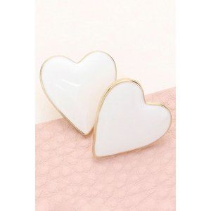 Ruff-skch Big Heart Stud Earrings Gold White One Size NWT